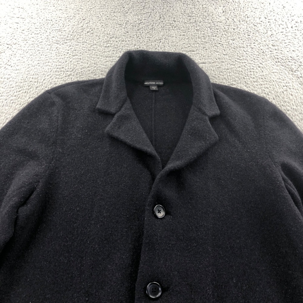 James Perse Coat Mens 0 Extra Small Black Long Classic Wool? Button Front